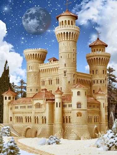 Diamond Painting Castle, 5D DIY Diamant Painting Bilder Kinder, Sternenhimmel Diamond Painting Erwachsene Basteln, Diamond Painting Set Anfänger Strass Stickerei Paintings, Zimmer Deko 80x105cm N1-384 von Zanosmen