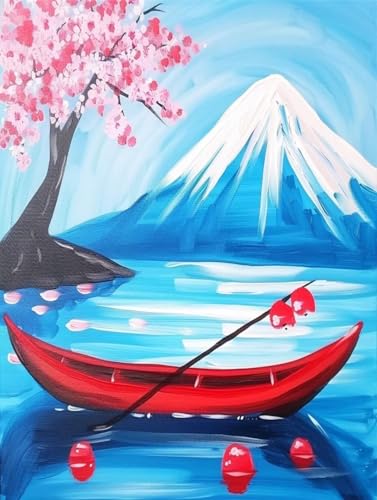 Diamond Painting Cherry Blossoms, 5D DIY Diamant Painting Bilder Kinder, Boot Diamond Painting Erwachsene Basteln, Diamond Painting Set Anfänger Strass Stickerei Paintings, Zimmer Deko 30x40cm N1-361 von Zanosmen