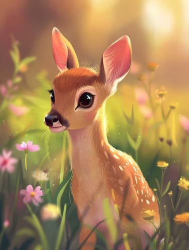 Diamond Painting Deer, 5D DIY Diamant Painting Bilder Kinder, Tier Diamond Painting Erwachsene Basteln, Diamond Painting Set Anfänger Strass Stickerei Paintings, Zimmer Deko Wohnzimmer 35x45cm N1-332 von Zanosmen