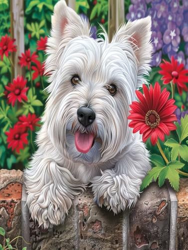 Diamond Painting Dog, 5D DIY Diamant Painting Bilder Kinder, Blume Diamond Painting Erwachsene Basteln, Diamond Painting Set Anfänger Strass Stickerei Paintings, Zimmer Deko Wohnzimmer 40x50cm N1-326 von Zanosmen