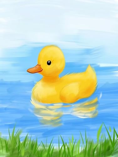 Diamond Painting Duck, 5D DIY Diamant Painting Bilder Kinder, Bach Diamond Painting Erwachsene Basteln, Diamond Painting Set Anfänger Strass Stickerei Paintings, Zimmer Deko Wohnzimmer 30x40cm N1-376 von Zanosmen