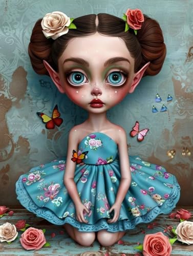 Diamond Painting Girl, 5D DIY Diamant Painting Bilder Kinder, Schmetterling Diamond Painting Erwachsene Basteln,Diamond Painting Set Anfänger Strass Stickerei Paintings,Deko Wohnzimmer 40x50cm N1-337 von Zanosmen