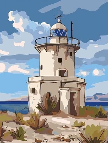 Diamond Painting Lighthouse, 5D DIY Diamant Painting Bilder Kinder, Meer Diamond Painting Erwachsene Basteln, Diamond Painting Set Anfänger Strass Stickerei Paintings,Deko Wohnzimmer 100x135cm N1-404 von Zanosmen