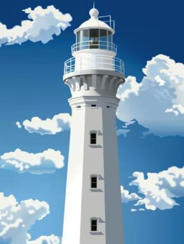 Diamond Painting Lighthouse, 5D DIY Diamant Painting Bilder Kinder, Wolke Diamond Painting Erwachsene Basteln, Diamond Painting Set Anfänger Strass Stickerei Paintings,Deko Wohnzimmer 35x45cm N1-406 von Zanosmen