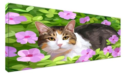 Tier Diamond Painting Erwachsene XXL 48x24in, 5D Diamond Painting Katze DIY Diamant Painting Bilder Crystal Kreuzstich Diamond Painting Set Malen nach Zahlen Mädchen Geschenk, Deko WohnZimmer ZX-100 von Zanosmen