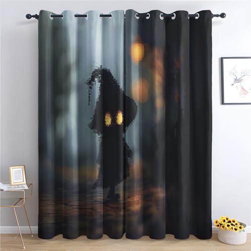 ZaopVrynx Vorhänge Geist, Verdunklungsvorhänge, Gardinen Halloween für Kinder Gardinen mit Ösen für Wohnzimmer Blickdicht Vorhang Thermovorhang für Schlafzimme, 2er Set 160x140cm HxB von ZaopVrynx