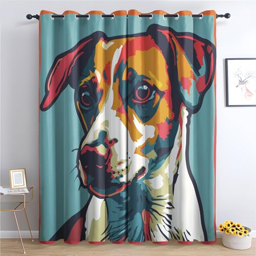 ZaopVrynx Vorhänge Labrador Retriever, Verdunklungsvorhänge, Gardinen Hund Gardinen mit Ösen für Wohnzimmer Blickdicht Vorhang Thermovorhang für Schlafzimme, 2er Set 300x140cm HxB von ZaopVrynx