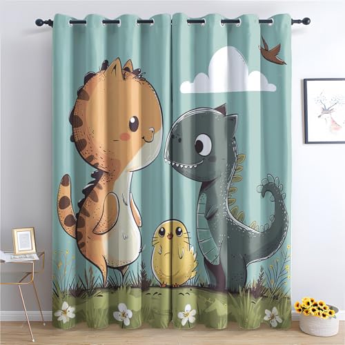 ZaopVrynx Vorhänge Zootier, Verdunklungsvorhänge, Gardinen Kinder Cartoon Tier Gardinen mit Ösen für Wohnzimmer Blickdicht Vorhang Thermovorhang für Schlafzimme, 2er Set 166x75cm HxB von ZaopVrynx