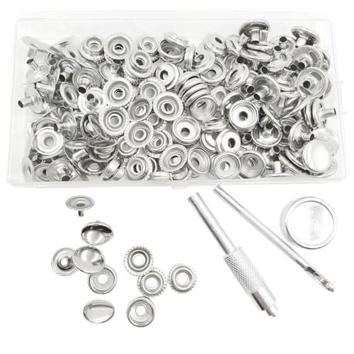 240 Stück Druckknopf Set,15mm Druckknöpfe Metall,Druckknöpfe Ohne Nähen,Kleidung Druckknopf,Snap Button Edelstahl mit Fixierwerkzeug für Kleidung Jeans Leder Handtasche DIY Handwerk von Zaphara