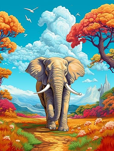 Zariocy 5D Diamond Painting Kits Elefant, DIY Malen mit Diamantkunst Ölgemälde Tiere Round Full Drill Crystal Diamond Stickerei Gemälde Kunsthandwerk für Home Office Wall Decor 30x40 cm von Zariocy