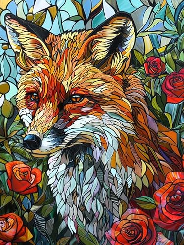 Zariocy 5D Diamond Painting Kits Fuchs, DIY Malerei mit Diamant Kunst Tiere Rund Voll Drill Crystal Diamond Stickerei Gemälde Kunsthandwerk für Home Office Wall Decor 30x40cm von Zariocy