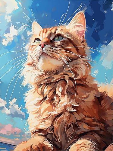 Zariocy 5D Diamond Painting Kits Katze, DIY Malen mit Diamantkunst Tier Round Full Drill Crystal Diamond Stickerei Gemälde Kunsthandwerk für Home Office Wall Decor 30x40 cm-8 von Zariocy