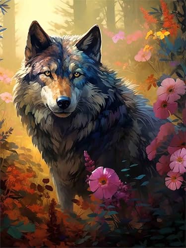 Zariocy 5D Diamond Painting Kits Wolf, DIY Malen mit Diamantkunst Tier Round Full Drill Crystal Diamond Stickerei Gemälde Kunsthandwerk für Home Office Wall Decor 30x40 cm von Zariocy