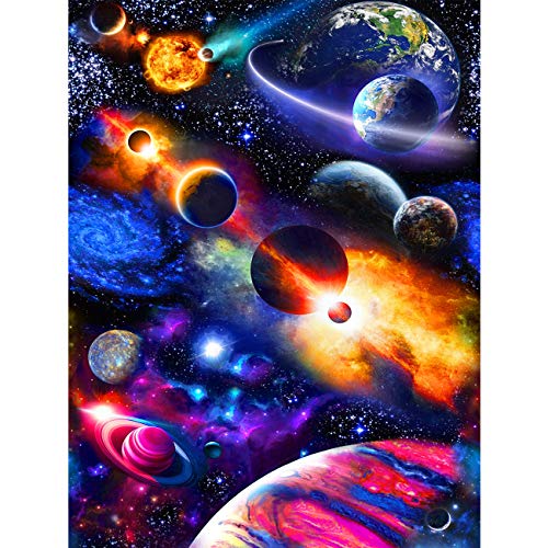 Zariocy 5D Diamond Painting Set Planet, Diamant Painting Bilder Weltraum Adult Runder Vollbohrer Diamant Stickerei Gemälde Kunsthandwerk Für Zuhause Wanddekoration 30x40 Cm von Zariocy