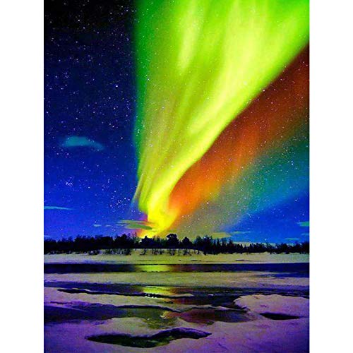 Zariocy 5D Diamond Painting Set Universum, Diamant Painting Bilder Polarlicht Adult Runder Vollbohrer Diamant Stickerei Gemälde Kunsthandwerk Für Zuhause Wanddekoration 30x40 Cm von Zariocy