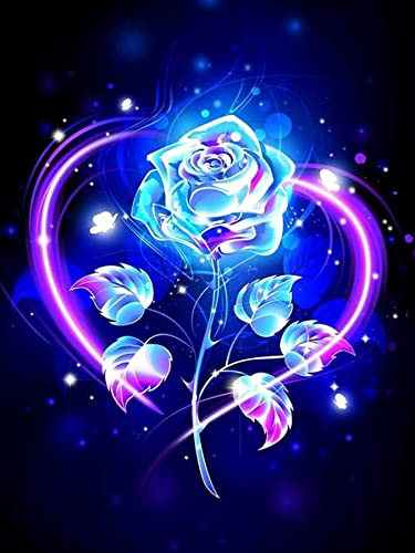 Zariocy 5D Diamond Painting kit Blaue Rose, DIY Diamond Art Landscape Flower Adult Diamond Painting Kits Kristall Diamant-Stickerei Gemälde Kunsthandwerk für Zuhause Wanddekoration 30x40 cm von Zariocy