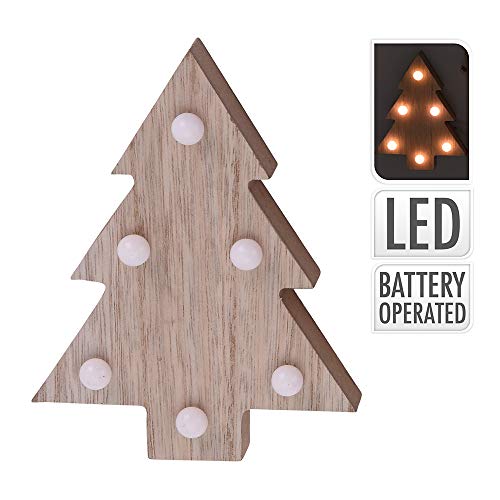 Dekorative Holzfigur mit Weihnachtsmotiven und LED-Lichtern. Perfekt, um Ihrem Zuhause einen festlichen Touch zu verleihen. Maße: 10 x 3 x 13 cm. Erhältlich Modellen. von Zarivy