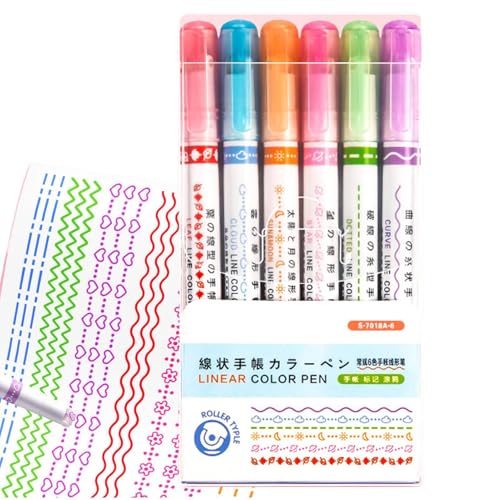 Zasdvn Gebogene Blumenstifte,Bunte Kurvenstifte | Verschiedene Formen Marker Coole Stifte | 6 x Textmarker in verschiedenen Formen für Notizblock, Schreiben, Zeichnen, Scrapbooking, Journaling, von Zasdvn