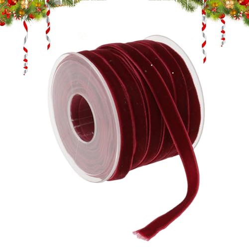 Zasdvn Samtband, 1,1 cm Samt-Weihnachtsband für Weihnachtsbaumschmuck, rotes Samtband aus rotem Samt, Weihnachtsbänder Rolle Vintage Grün Weihnachtsbaum Satinband von Zasdvn