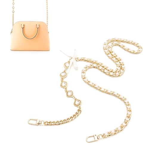 Zasjon Taschenkette Gold, 120cm Kette Trageriemen Flacher Kettenriemen, Schulterriemen für Taschen, Metalltaschenriemen Schultergurt für Taschen DIY für Handtaschenketten, Umhängetasche Handtasche Zasjon Taschenkette Gold, 120cm Kette Trageriemen Flacher Kettenriemen, Schulterriemen für Taschen, Metalltaschenriemen Schultergurt für Taschen DIY für Handtaschenketten, Umhängetasche Handtasche von Zasjon