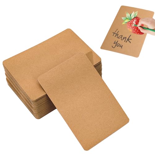 Zasvec Blanko Kraftpapier Karten 50 Stück Karten Karteikarten A6 Set Bastelkarton Runde Ecken Braun Blanko Postkarten Blanko Karten zum Selbstgestalten Bastelkarton, 10X15cm, 350g/m² von Zasvec