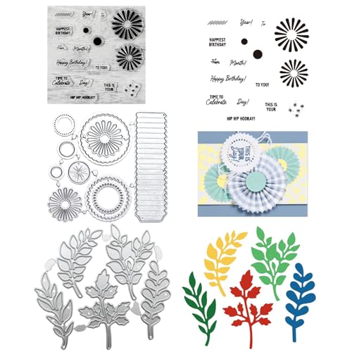 Zasvec Stanzschablonen Neuheiten 2024 Satz 14 Stück Stanzschablonen Set mit Leaf Metall Schneiden Schablonen Stempel Und Stanzen Set Stempel und Stanzformen Set 2024 für DIY Scrapbooking von Zasvec