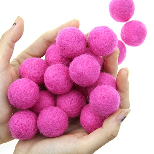 Zasy 30mm Nadelfilz Wollknäuel Filz Pom Pom Perlen DIY Zubehör Girlanden 20St (Dunkelpink) von Zasy