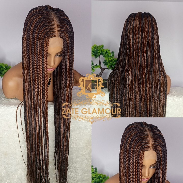 Versandfertig, 30Inches, Cornrow Geflochtene Perücke, Afrika-stil, Handgemachte Geflochtene Box Braids Perücke von Zateglamourhair