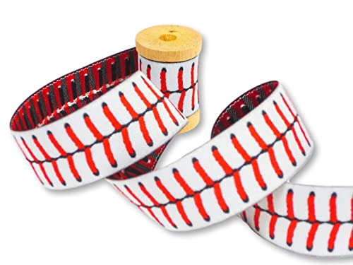 Baseball Webband - 1,90 EUR/m - Baseballnaht - weiss mit roter Naht - Meterware von ZauberDrum