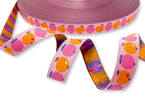 Webband Äpfel - 1,80 EUR/m - orange/pink - by Graziela - Apfelwebband - Meterware von ZauberDrum