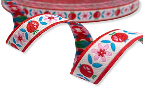 Webband Äpfel - 1,50 EUR/m - rosa Blüten - Meterware von ZauberDrum