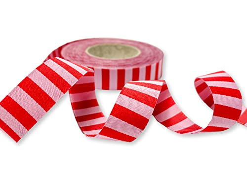 ZauberDrum Webband Ringel - Rosa, Rot - 1,20 EUR/m - 100% Polyester - Ökotex-100-15mm breit - Gewebtes Band zum Aufnähen oder als Geschenkband von ZauberDrum