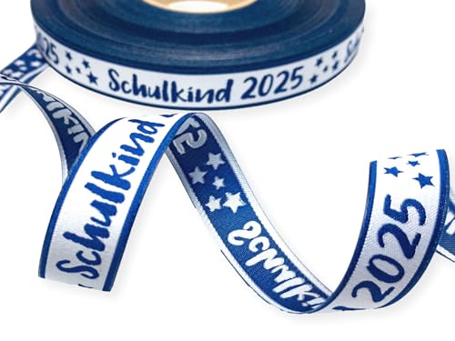 Webband Schulkind 2025 in blau | 3m lang | 1,90 EUR/m | Schultüten und Einschulungsgeschenke nähen | 17 mm breit von ZauberDrum