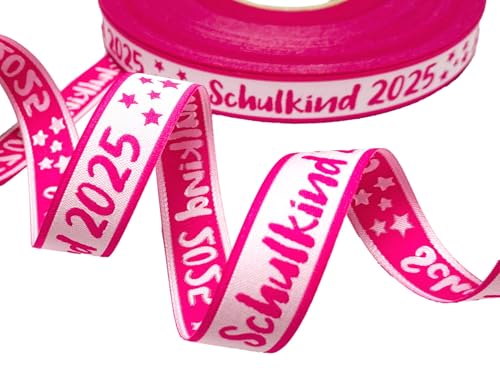 Webband Schulkind 2025 in pink | 3m lang | 1,90 EUR/m | Schultüten und Einschulungsgeschenke nähen | 17 mm breit von ZauberDrum