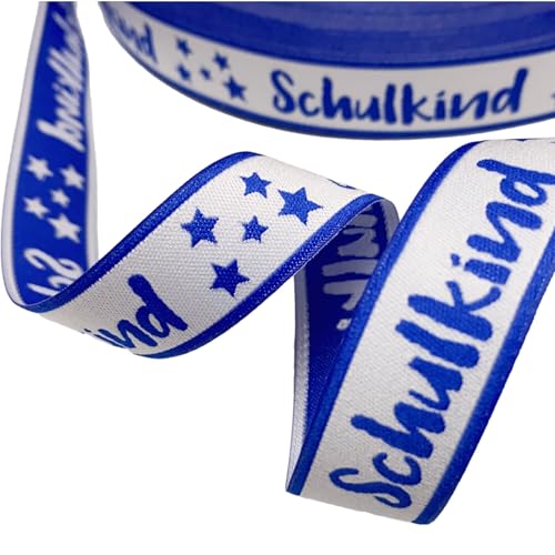 Webband Schulkind in blau | 3m lang | 1,90 EUR/m | Schultüten und Einschulungsgeschenke nähen | 17 mm breit von ZauberDrum