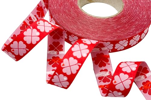 ZauberDrum - Webband Kleeblatt rot/rosa - 1,80 EUR/m - 100% Polyester - Glücksklee - 15mm breit - 1m - Meterware ZauberDrum - Webband Kleeblatt rot/rosa - 1,80 EUR/m - 100% Polyester - Glücksklee - 15mm breit - 1m - Meterware von ZauberDrum