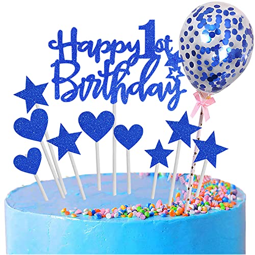 Zayin personalisierte alles Gute zum 1th Geburtstag Kuchen Topper Set, alles Gute zum Geburtstag Zeichen für Kuchen, 11p Glitter Ballon Sterne Herz Cupcake Topper 1th Geburtstag von Zayin