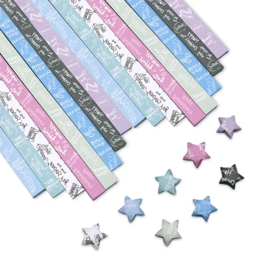 Zayookey 1080 Stück Origami Sterne Papier Cartoon-Ente Origamipapier Lucky Stars Origami Paper Origami Glücksstern Papierstreifen für DIY Bastelarbeiten Party Dekoration (B) von Zayookey