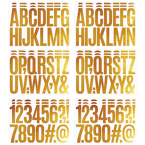 Zayookey 18 Blatt Selbstklebende Buchstaben Aufkleber 3 Zoll Buchstaben Nummern Aufkleber Groß Alphabet Nummern Aufkleber Letter Number Stickers für DIY Scrapbooking Briefkästen Schilder (Glitzergold) von Zayookey