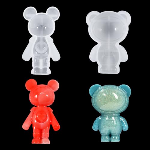 Zayookey 2 Stück Bär Epoxidharz Formen 3D Tier Silikonform Harzformen Kerze Resin Gießform Silikon Bear Resin Mold für DIY Basteln Seife Anhänger Ornament Haus Dekoration von Zayookey