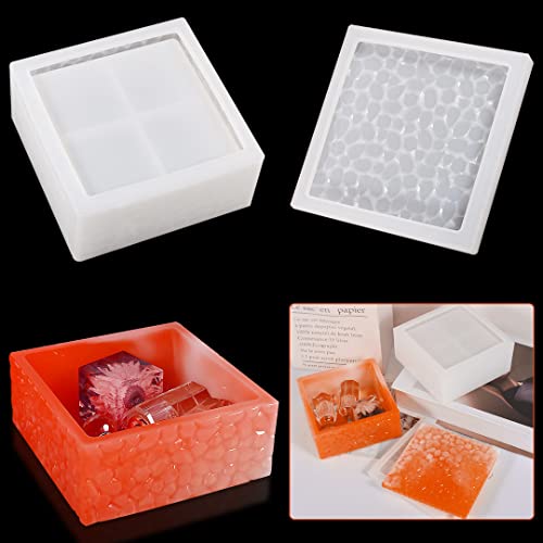 Zayookey Aufbewahrungsbox Silikonform, Quadrat Schachtel Epoxidharz Formen mit Deckel, Storage Box Resin Mold Kubus Dose Gießform Schmuckbox Harzform für DIY Bonbonbehälter Haus Dekoration von Zayookey