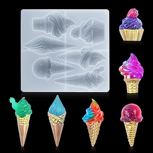 Zayookey Eiscreme Schlüsselanhänger Silikonform, Epoxidharz Forme Anhänger Resin Keychain Mold 3D Gießformen Harz Formen für DIY Kunsthandwerk Schlüsselbund Schmuck Ornamente Basteln (White) von Zayookey