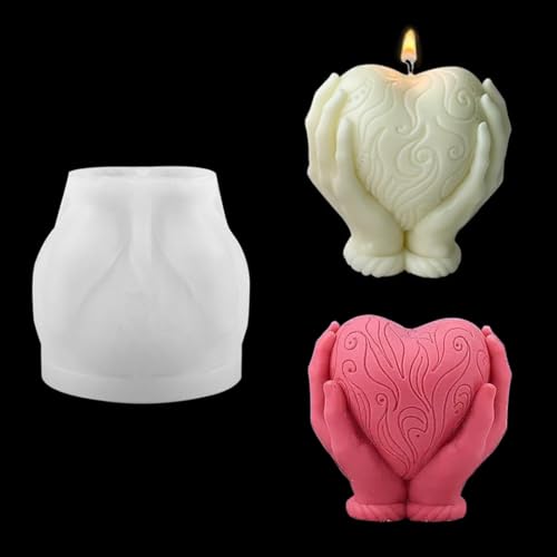 Zayookey Hände Halten Herzform Silikonform, Liebe Herz Epoxidharz Formen, 3D Silikon Seifenform Kerzenform Heart Resin Mold Gießformen für DIY Dekorative Ornamente Kunsthandwerk (Heart Shape) von Zayookey