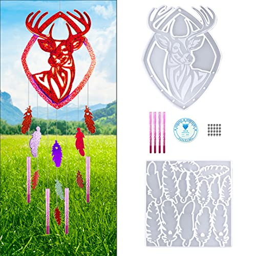 Zayookey Hirsch Windspiel Silikonformen Set Epoxidharz Elch Gießform Tier Harzform Wind Chimes Resin Mold für Anhänger Schmuck DIY Kunsthandwerk (Elk Mold) von Zayookey