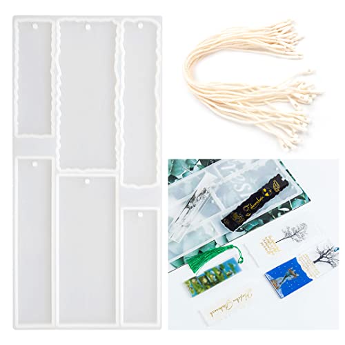 Zayookey Lesezeichen Harz Formen Rechteckige Lesezeichen Silikon Form Mit 20 Lanyards Transparent Lesezeichen Form Epoxidharz Gießform für Schmuck DIY Handwerk Bookmarks Mold (Transparent) von Zayookey