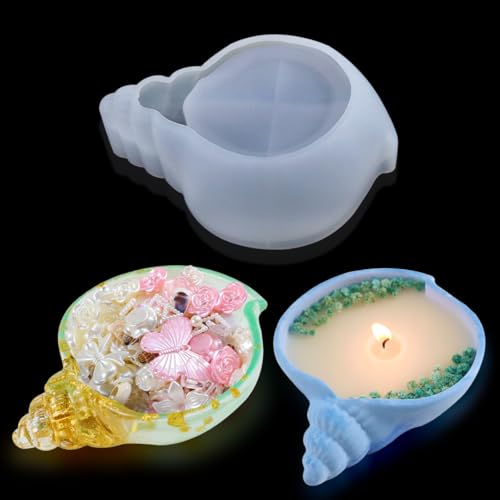 Zayookey Muschel Epoxidharz Formen Tablett Silikonform Gießform Shell Tray Resin Mold Schmuckschale Resin Form Aufbewahrung Schüssel Harzformen DIY Kerzenständer Blumentöpfe von Zayookey