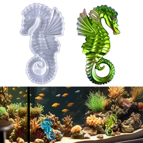 Zayookey Seepferdchen Epoxidharz Silikonformen 3D Tier Gießform Animal Resin Molds Silicone Wanddekorationen Harzform Für Wandbehang DIY Harz Handwerk Ornament Anhänger von Zayookey