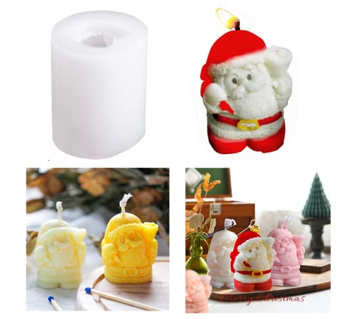 Zayookey Weihnachten Kerzenform Silikonform 3D Candle Making Mould Silikonform Epoxidharz Santa Gießform Fondant Kuchen Silikonformen Für DIY Seife, Wachs, Kuchendekoration (Kerzenform B) von Zayookey