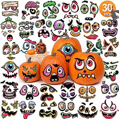 Zayvor 30 Kürbis Aufkleber,Halloween Basteln Kinder, Halloween Sticker, Dekorative Emoji-Aufkleber Sticker Deko, Kürbisausdrücke Aufkleber Trick Or Treat Party Gefälligkeiten Für Festival Dekoration von Zayvor