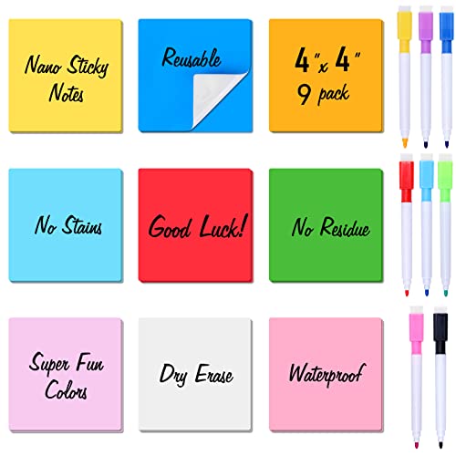 Zayvor 9 Notizzettel Aus Bunte Haftnotizen Sticky Notes Farbige Wiederverwendbare Whiteboard Aufkleber Büchern Umweltfreundlich Und Entfernbar Beschriften,8 Abwischbarer Stift Whiteboard-Marker von Zayvor